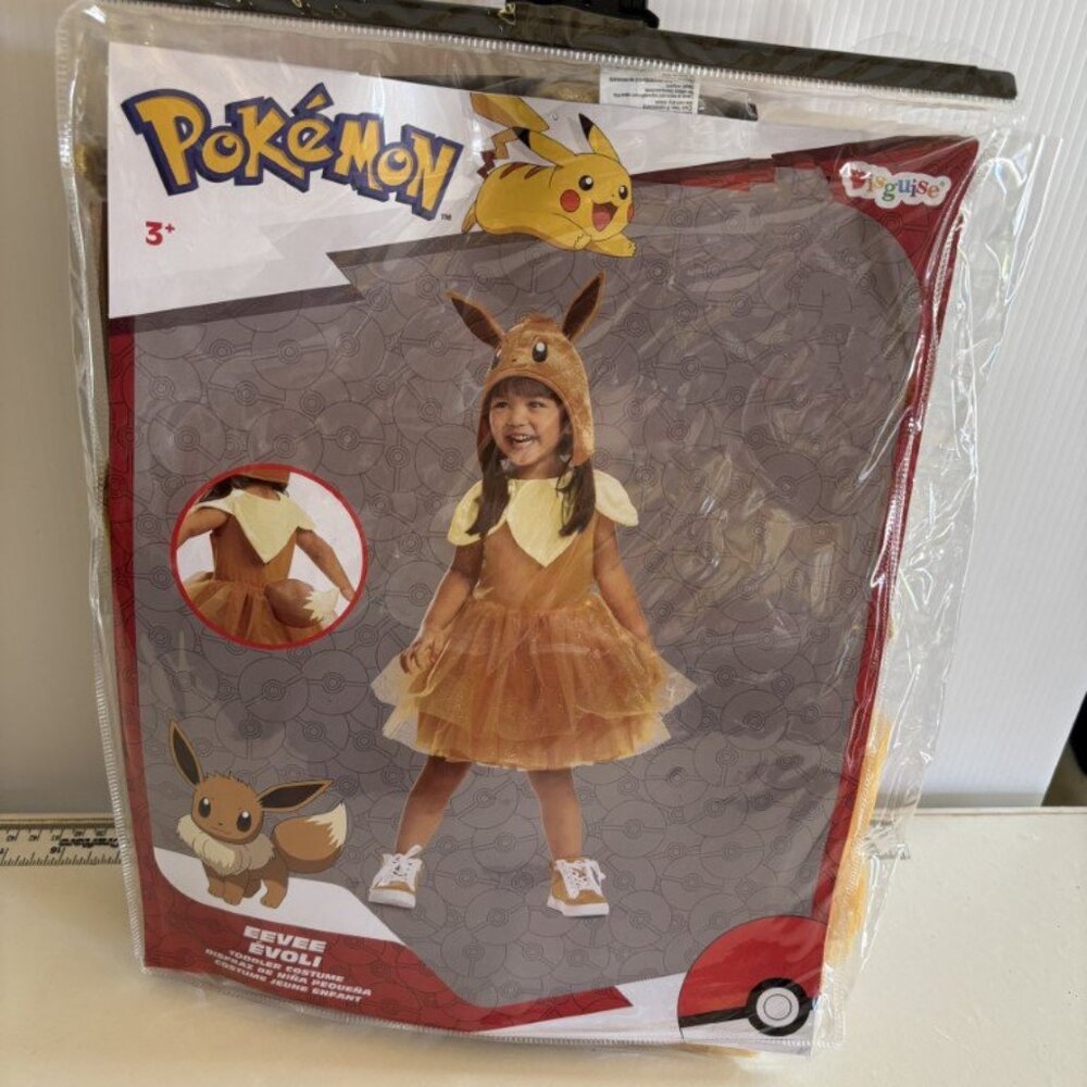 Toddler Pokemon EEVEE Halloween Costume 3T/4T Brown Tutu Dress 4 Pc Girls - Picture 3 of 4